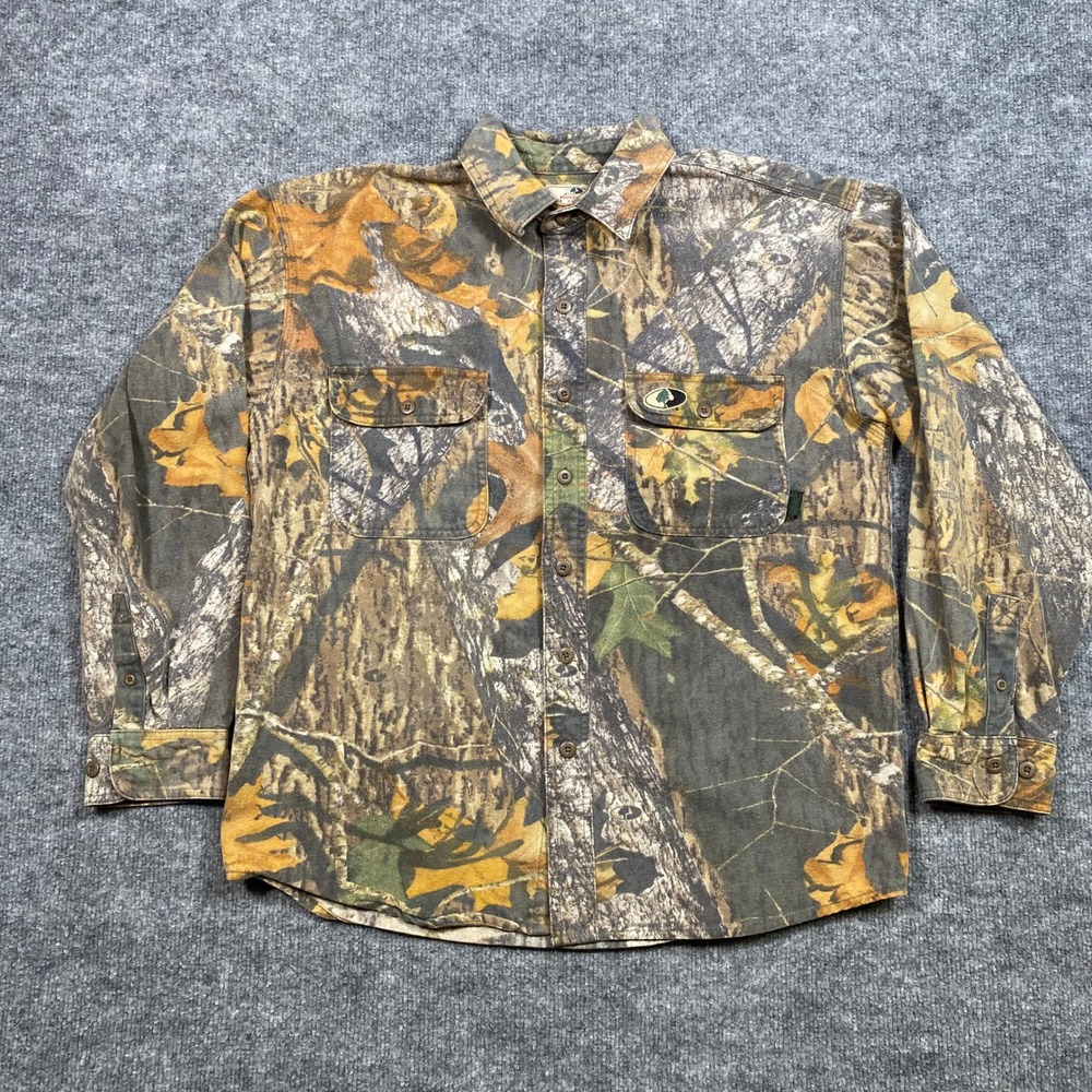 Mossy Oak‎ Apparel Mens Chamois Shirt Medium Break-Up Camo Long Sleeve WM006
